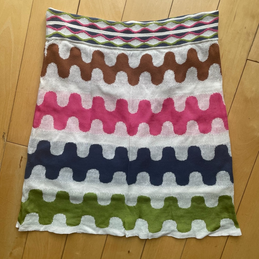 Missoni A-Line Wave Knit Skirt in Pink, Navy, Olive & Brown